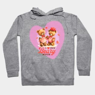 Bear Couple In Love - Vintage Style Art Gift For Valentines and Bear Lovers Hoodie